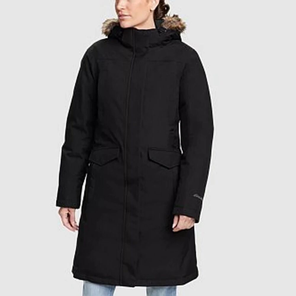 Eddie Bauer Women's Silver Lining Down Waterproof Stadium Coat Parka BLACK Sz XL